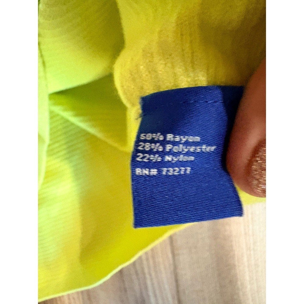 Apt. 9 Neon Yellow Lightweight Sweater Women's Small Ribbed Long Sleeve Crewneck - Picture 4 of 5